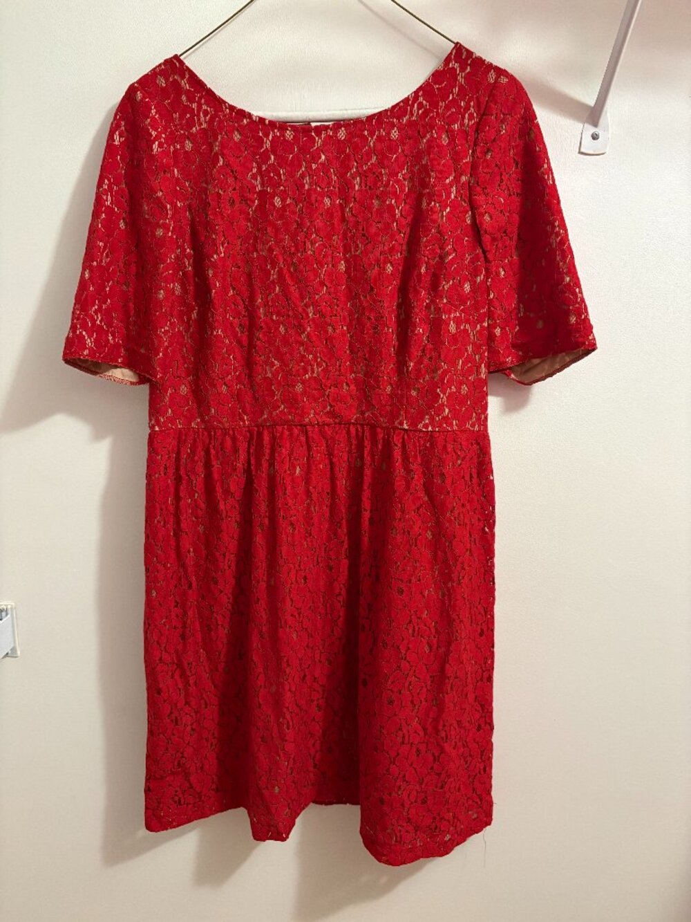 Adrianna Papell Red Lace Dress Size 14